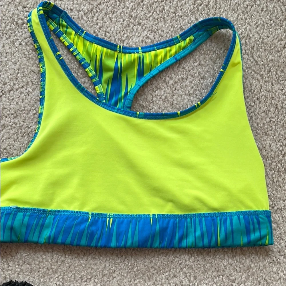 Vibrant Blue and Yellow Women's Sports Bra